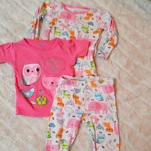 **SOLD**3 PC ANIMAL PAJAMA SET 6-9M